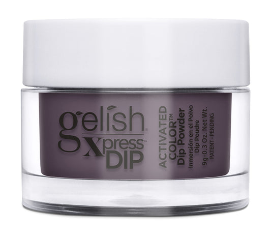 Gelish Xpress Dip sweater weather purple powder close-up for vibrant, long-lasting nails