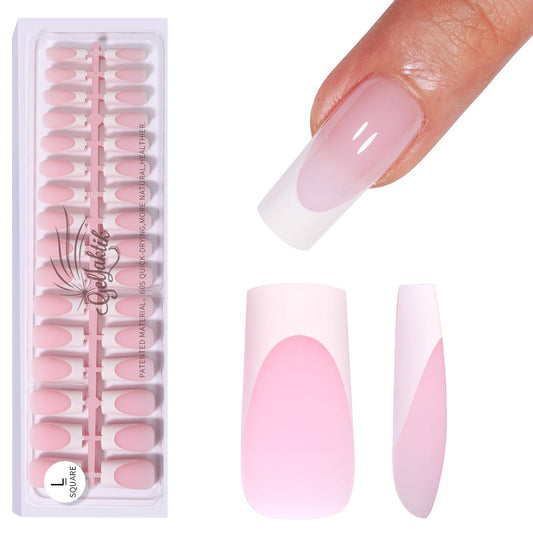 GELLAKTIK pink French tip press-on nails with 160 pieces for at-home salon results.