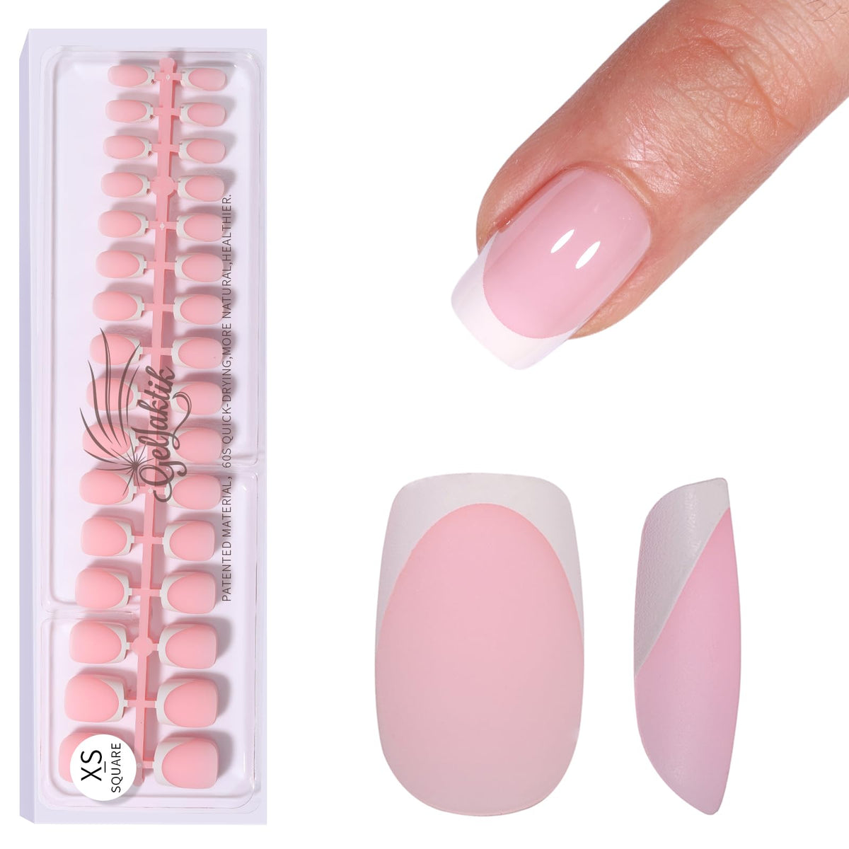 GELLAKTIK French Tip press-on toenails kit for easy at-home salon results