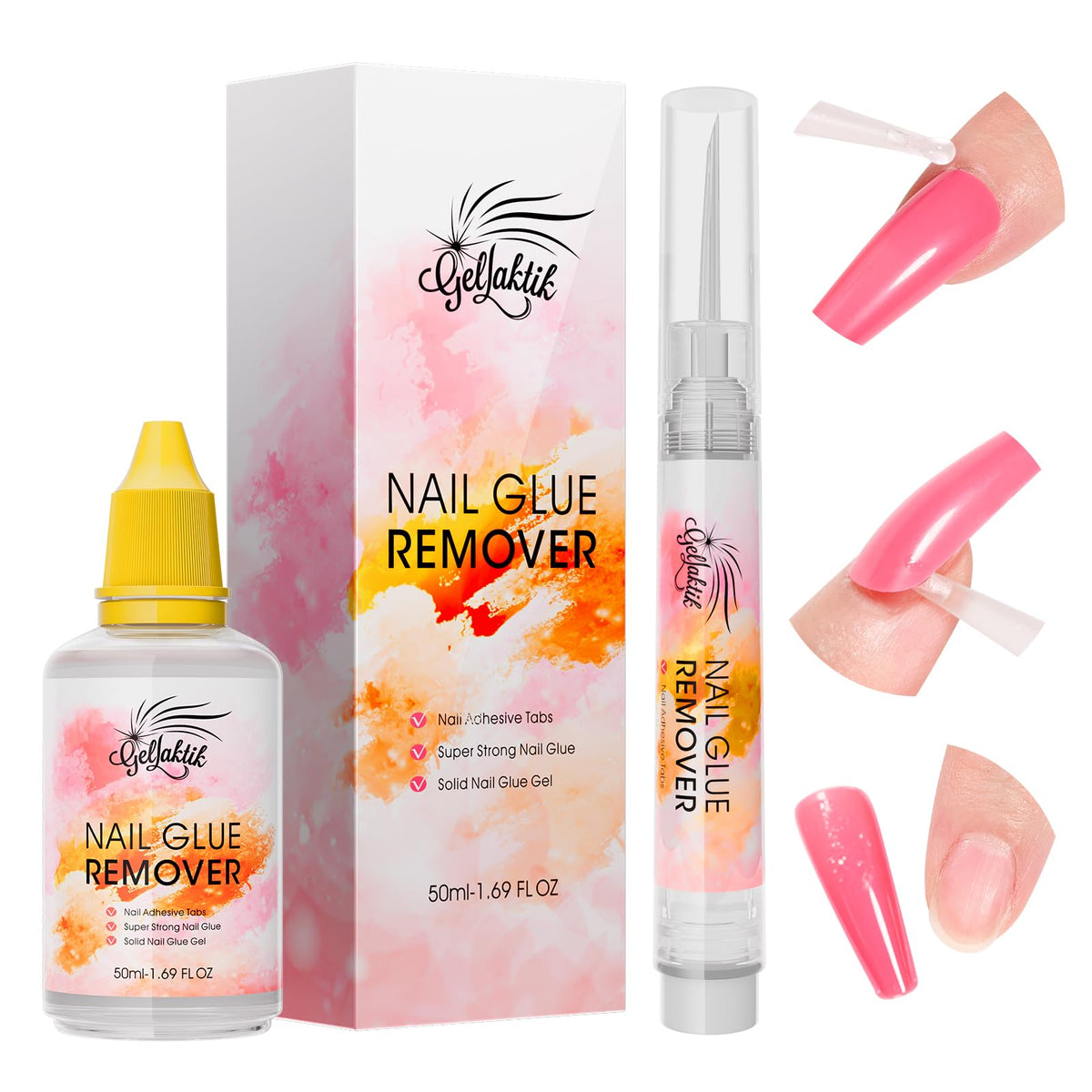 GELLAKTIK Nail Glue Remover pen tip for precise edge lifting.