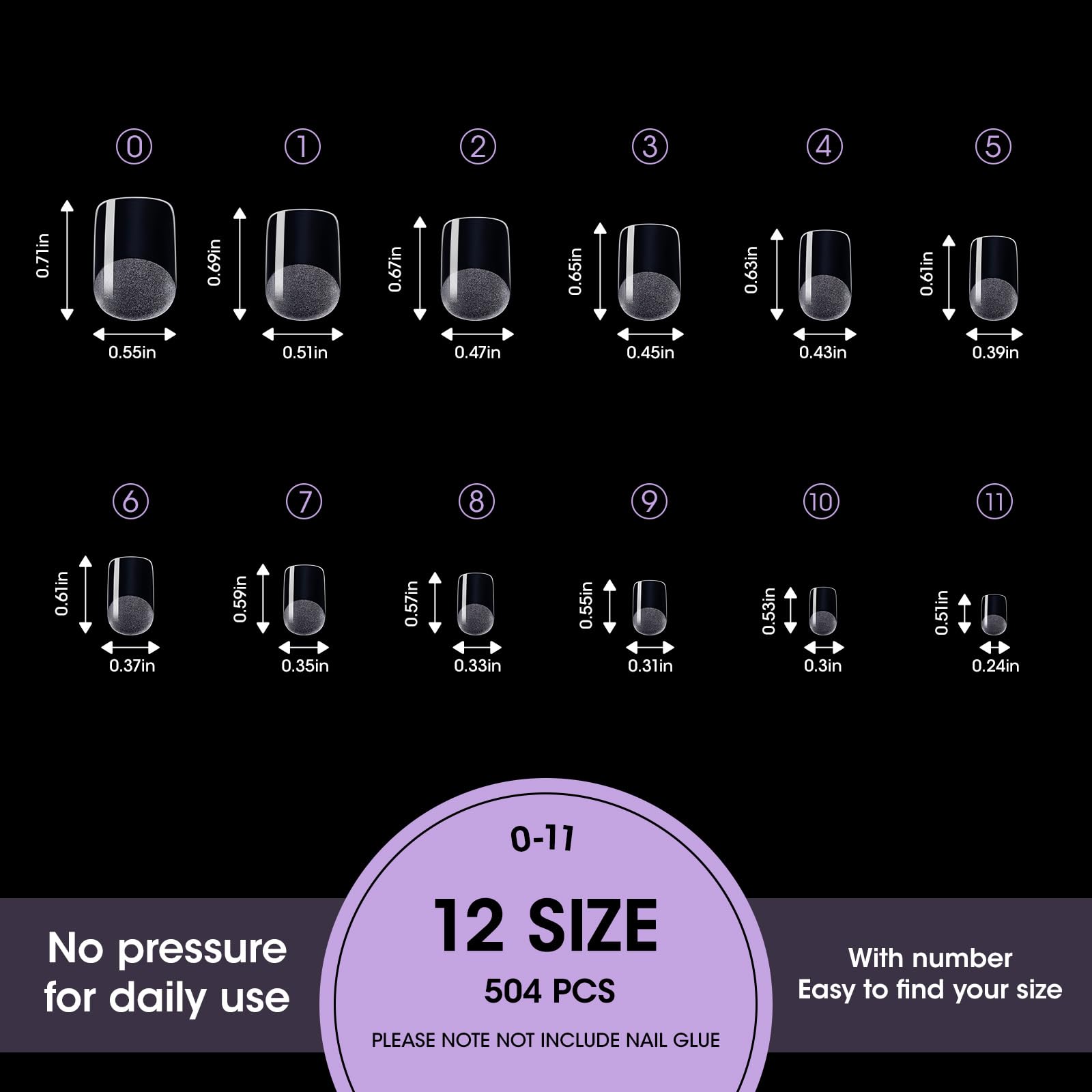 GELLEN 12-sizes nail tips array ensures precise fit.