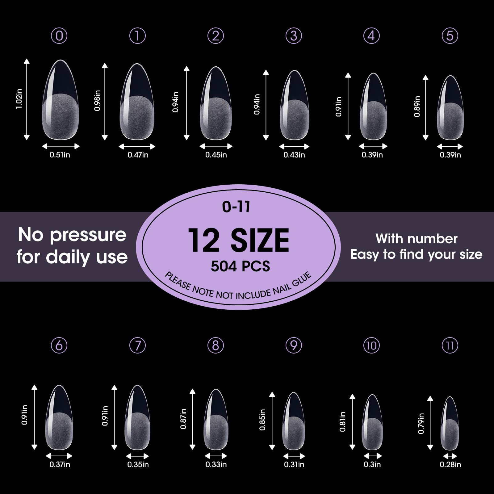 GELLEN tips are pre-numbered and include 12 sizes for easy selection.