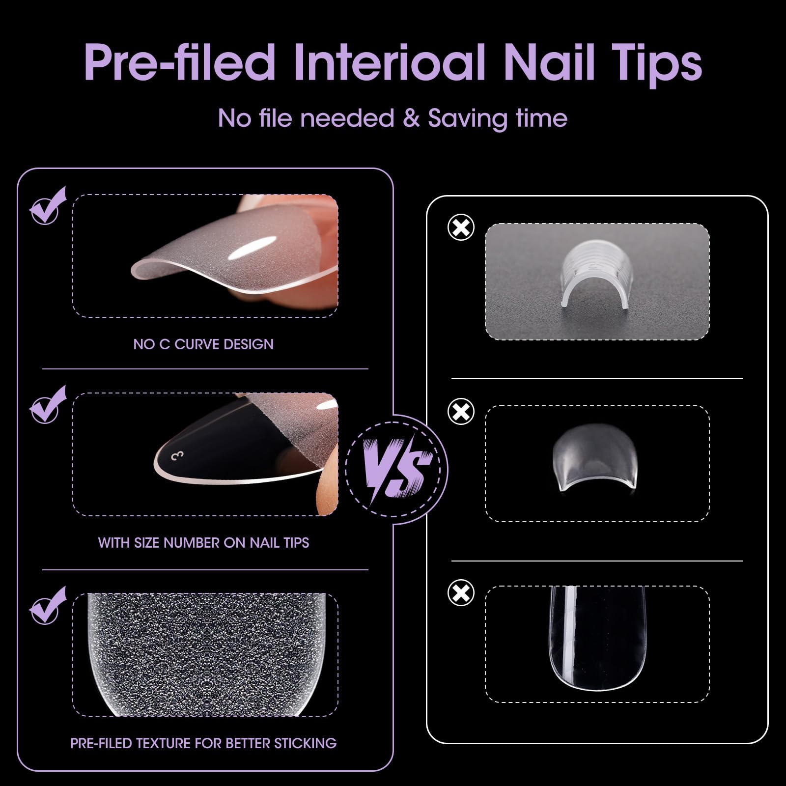 GELLEN non-C-curve almond tips fit natural nails for even coverage.