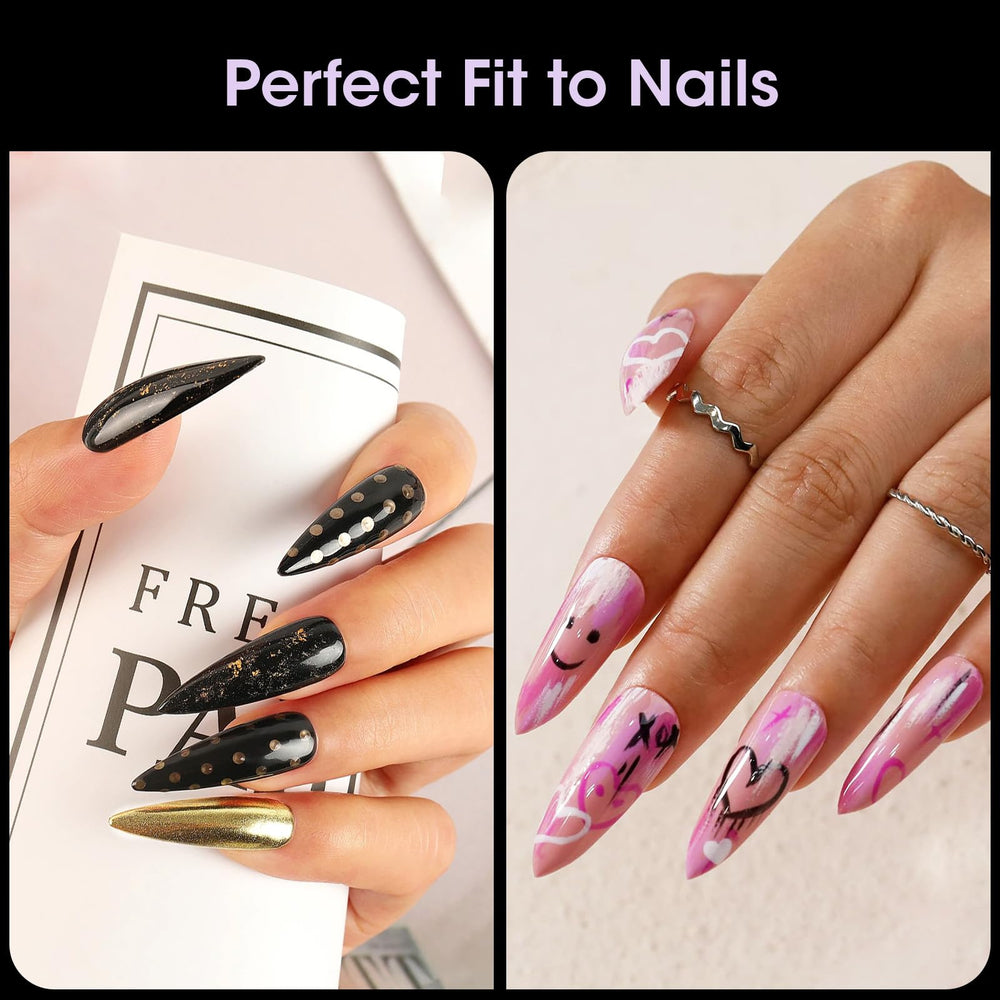 GELLEN long almond clear tips in 12 sizes for precise fit.