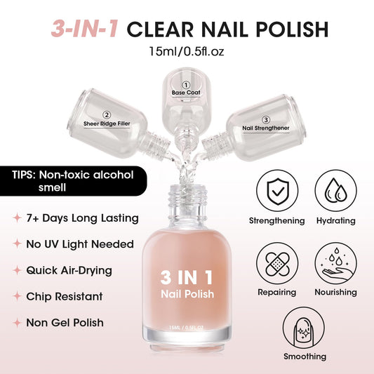 GELLEN Base Coat Nail Strengthener with subtle nude tint improves smoothness and resilience.