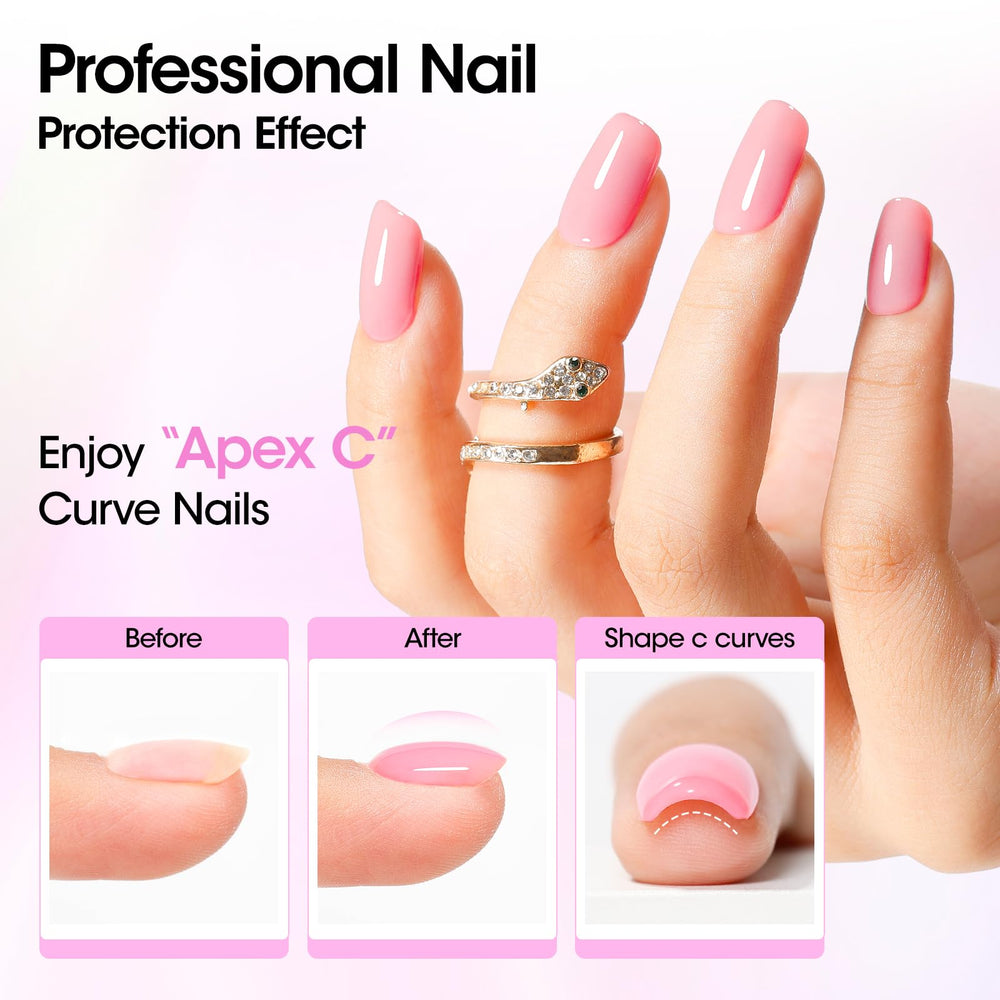 Gellen pink builder gel's thick consistency supports stable apex creation.
