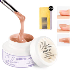 Gellen builder gel nails extensions in nude shade for strong, lightweight length.
