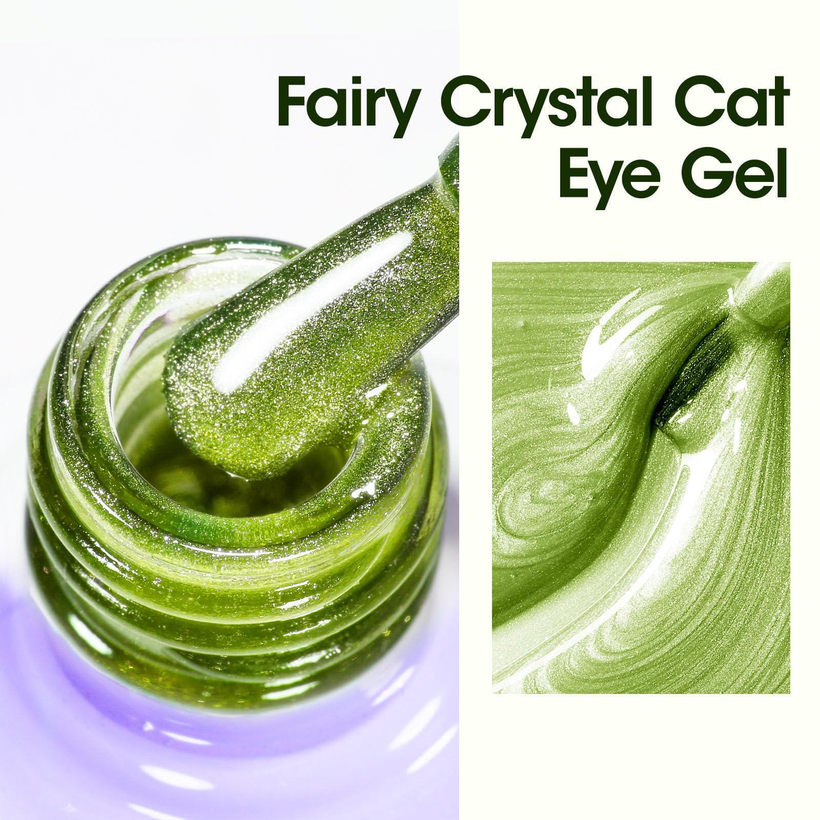 Close-up of green holographic shimmer showing rainbow reflections.