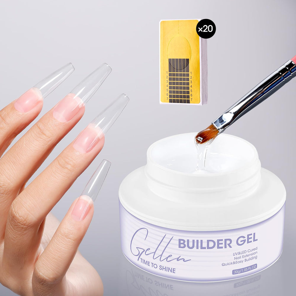 GELLEN Clear Builder Gel 30g for durable, natural-looking nail extensions
