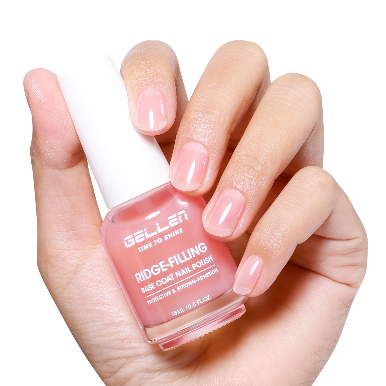 GELLEN ridge-filling base coat bottle ready to smooth ridges on nails