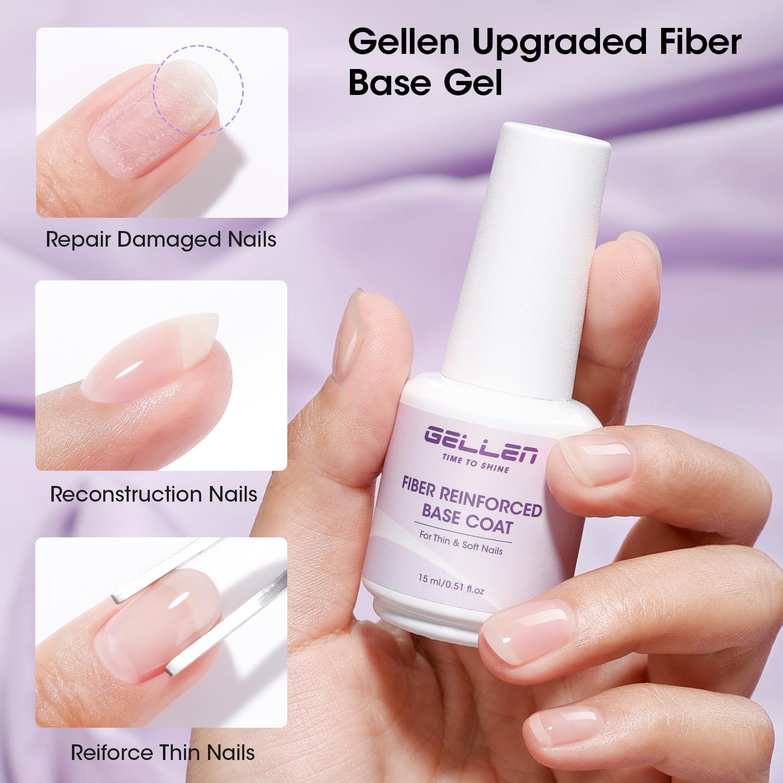 GELLEN bottle highlights HEMA-free formula for cleaner application.