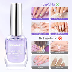 GELLEN gel nail remover with skin-safe formula helps protect nails while removing.