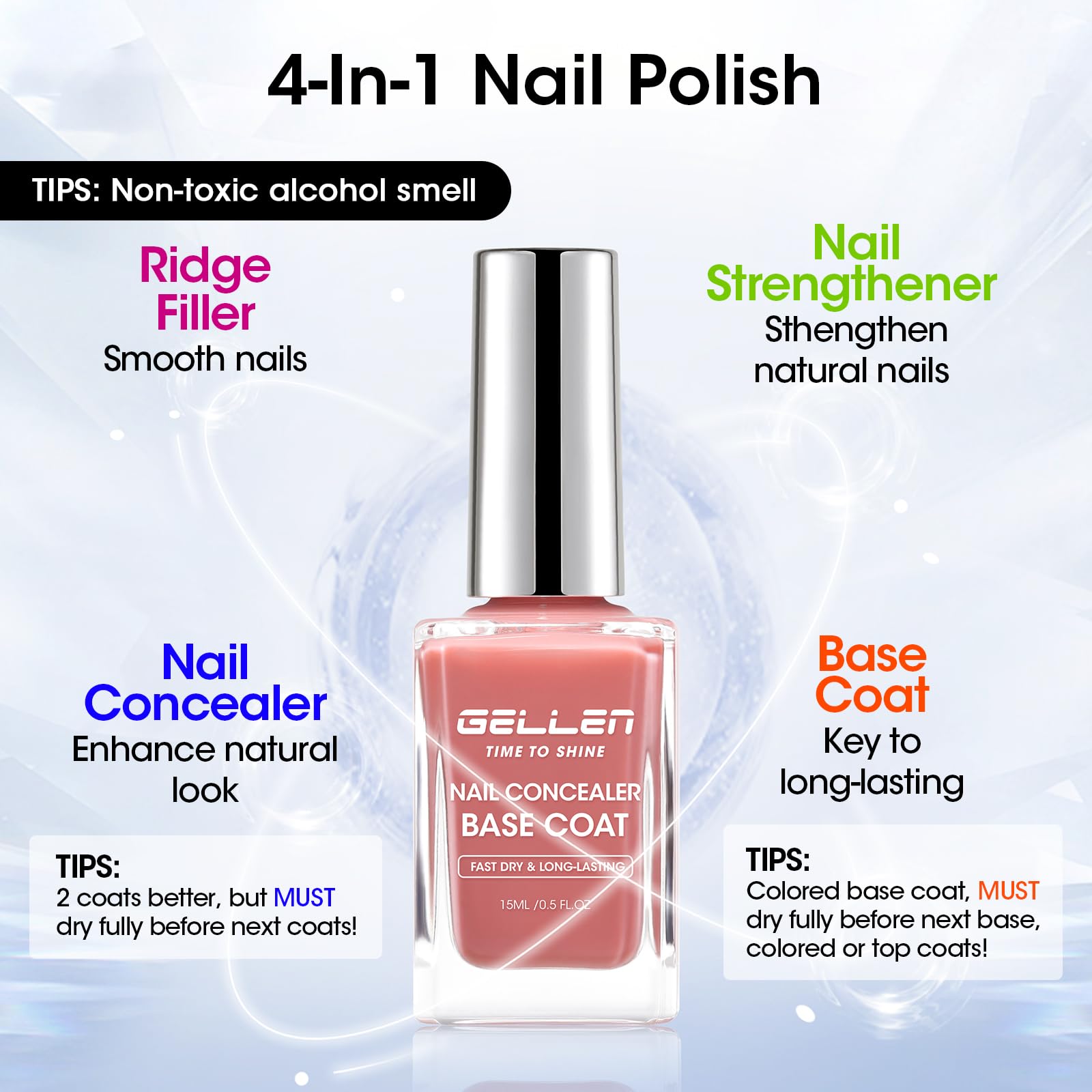 GELLEN Dusty rose ridge-filling formula creates an even texture.