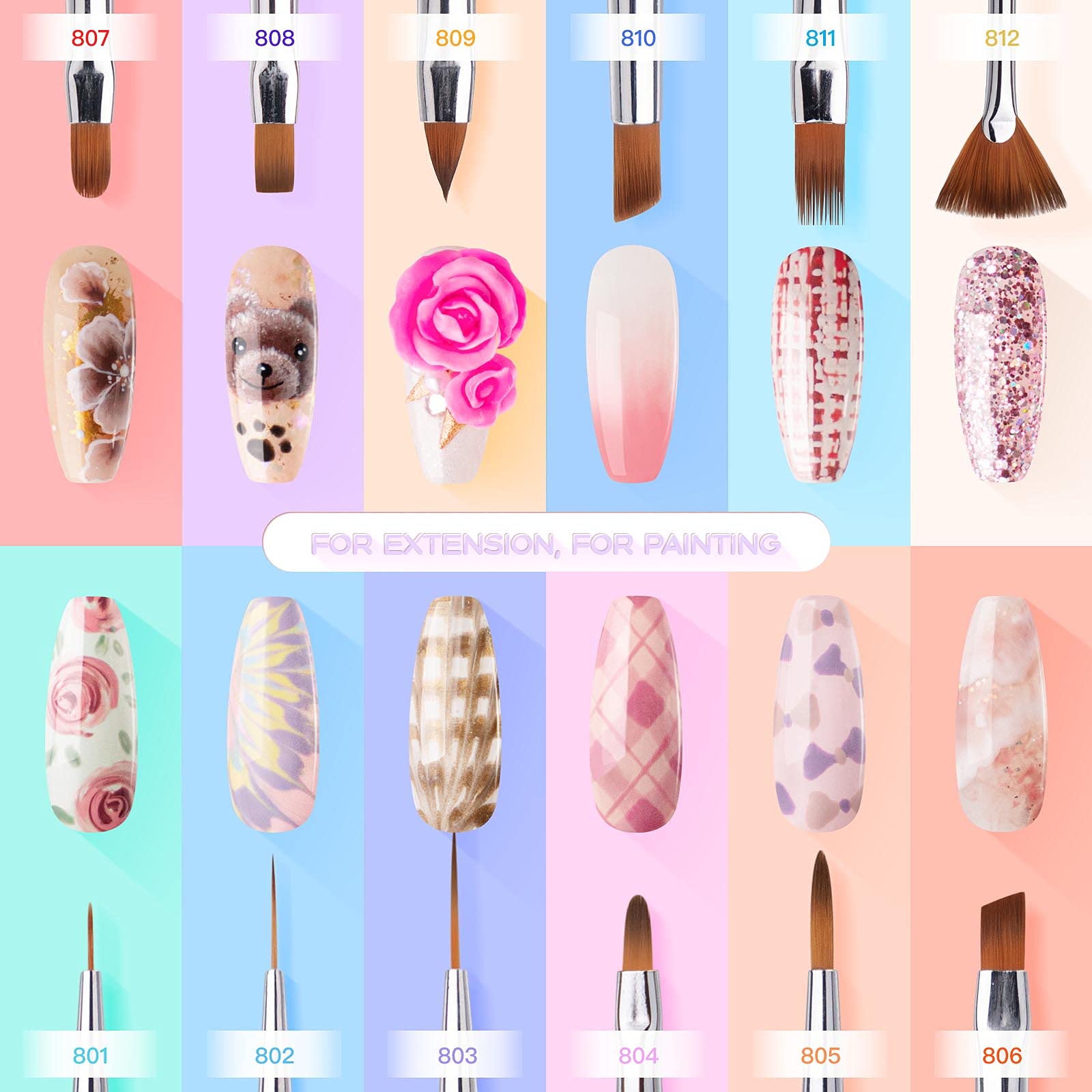 GELLEN nail brush oval for smooth color fill and coverage.