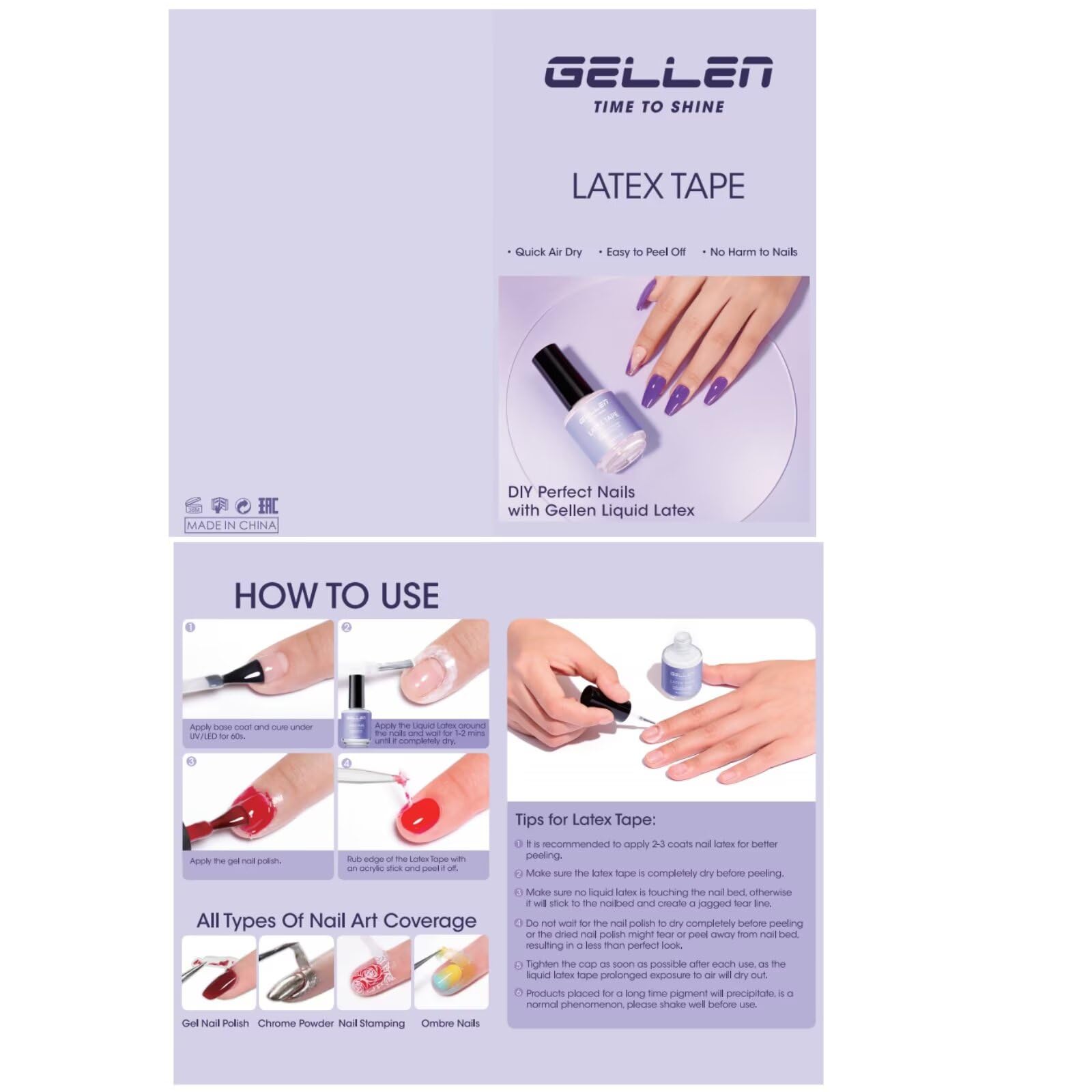 GELLEN latex tape cuticle protection area shields skin during polish