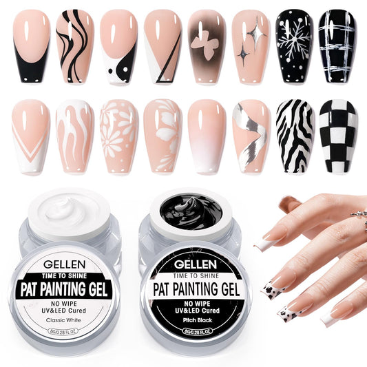 GELLEN black and white painting gel pack for bold line art and French tips