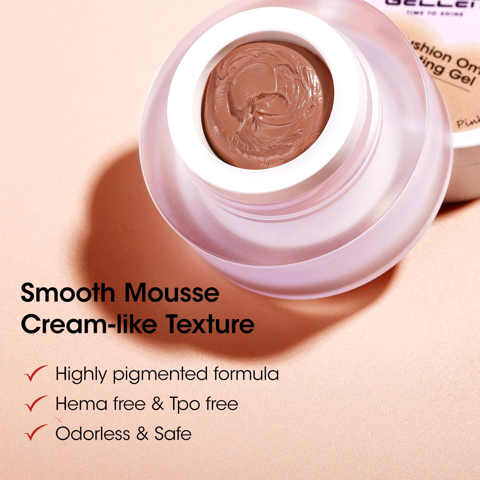 GELLEN silicone brush on mesh enables precise gel pickup.