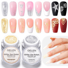 GELLEN Champagne Gold painting gel for chic minimalist nail art with high gloss shine