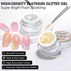 GELLEN Sparkling Silver painting gel adds reflective glitter for modern manicures