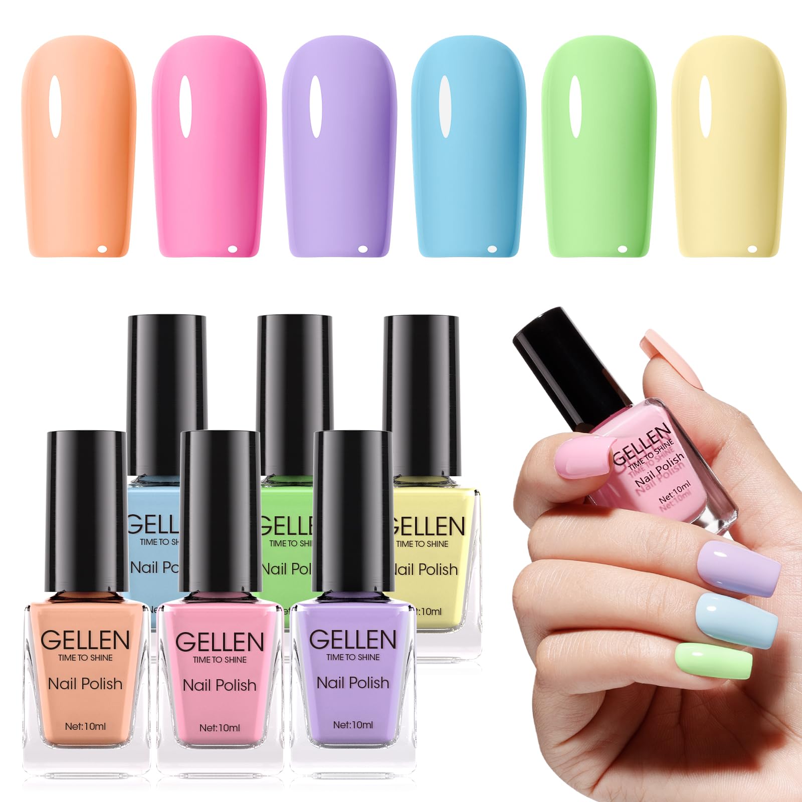 Gellen Color Chart GELLEN Pastel Regular Nail Polish Set – 6 Quick-Dry Colors, No UV Ligh ...