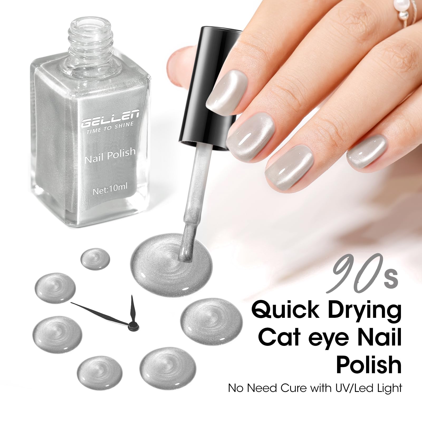 GELLEN pink silver champagne nail polish swatch with sparkle