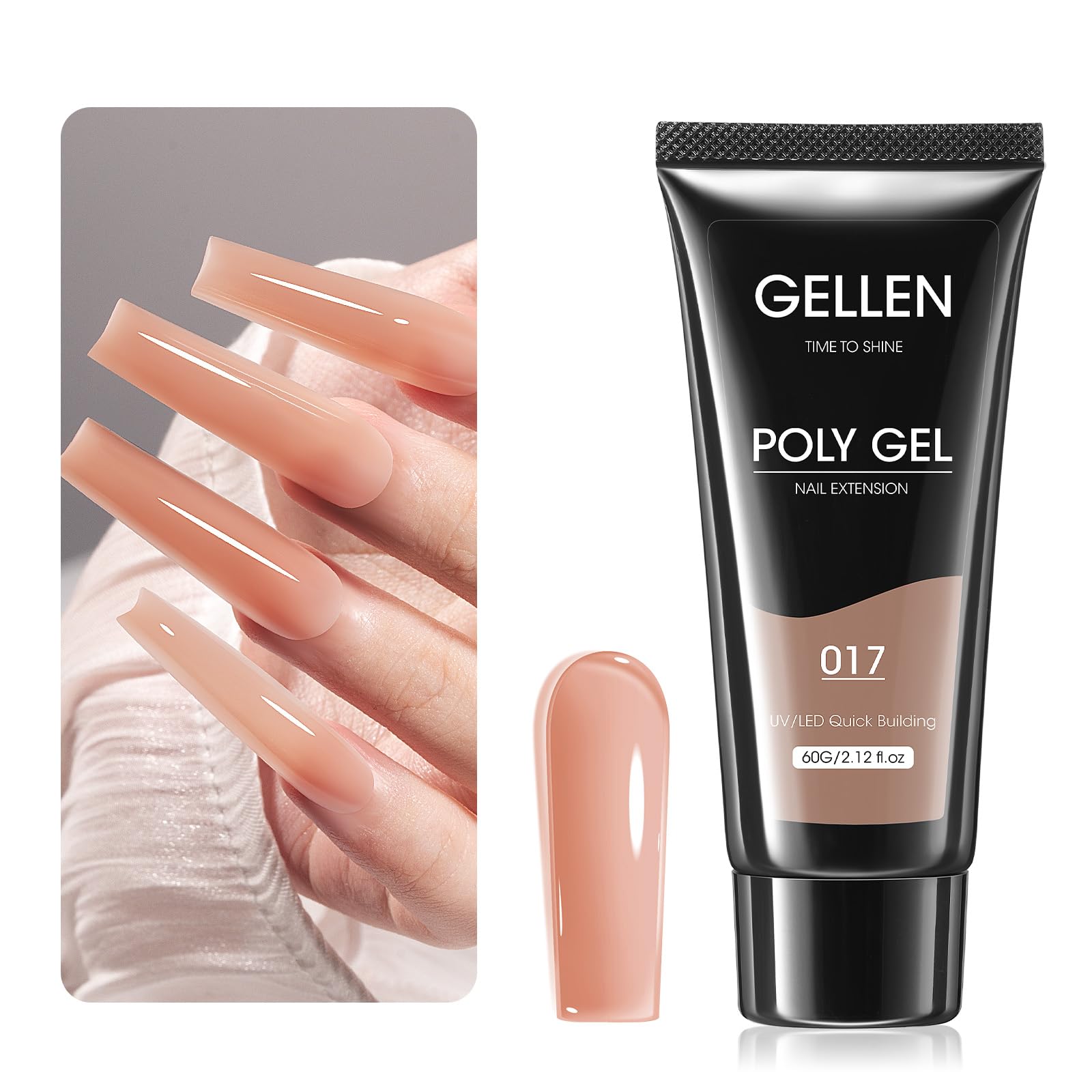 GELLEN poly gel 60g natural nude swatch for versatile seasonal manicures.