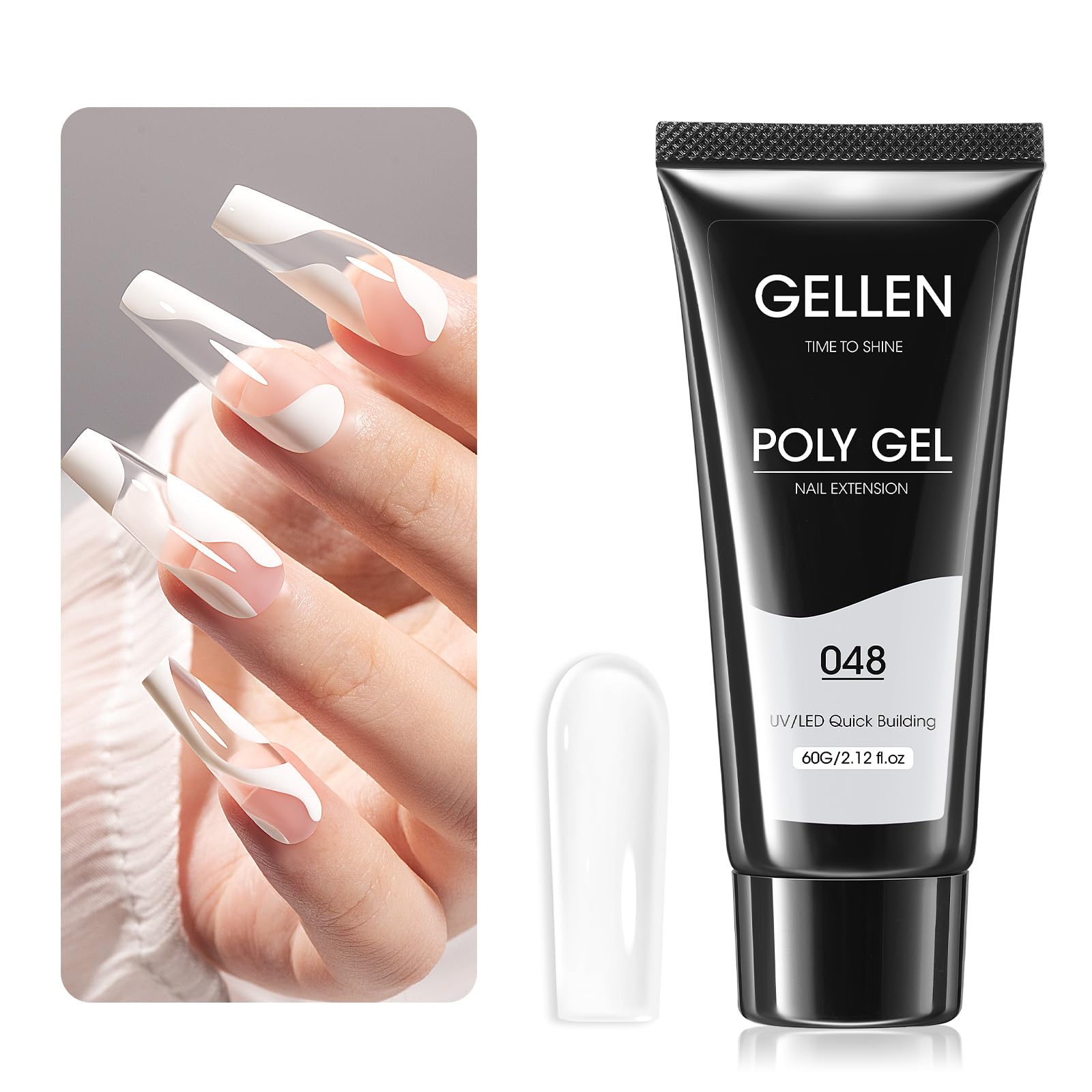 Gellen poly gel clear nail extension bottle for salon-grade results at home.