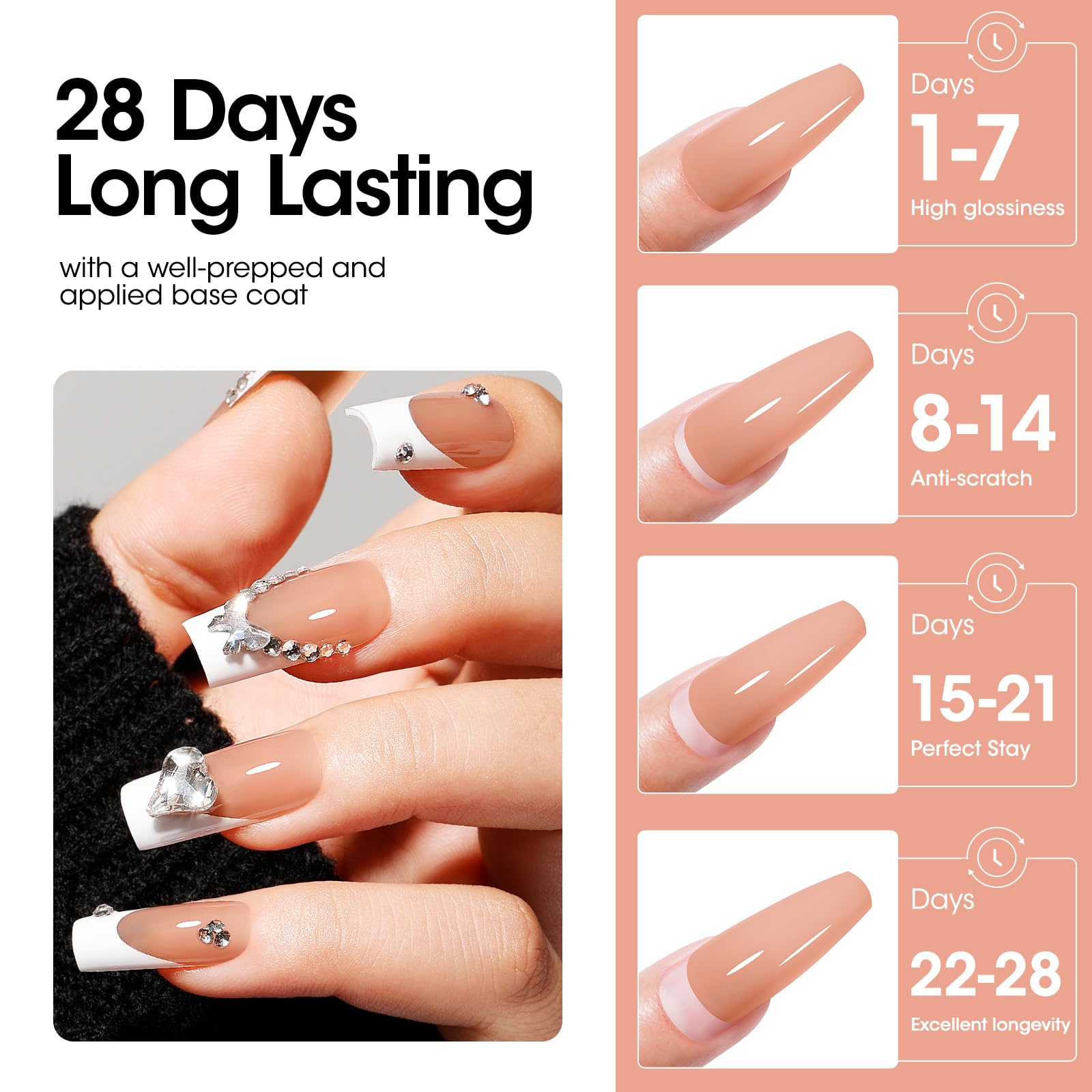 Low-odor vegan formula supports comfortable at-home manicures.