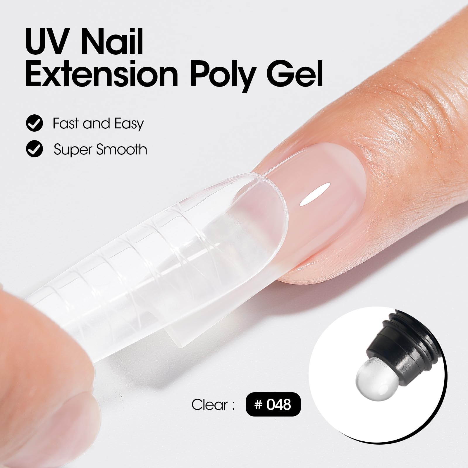 Gellen poly gel smooth brush application for beginner-friendly nail shaping.