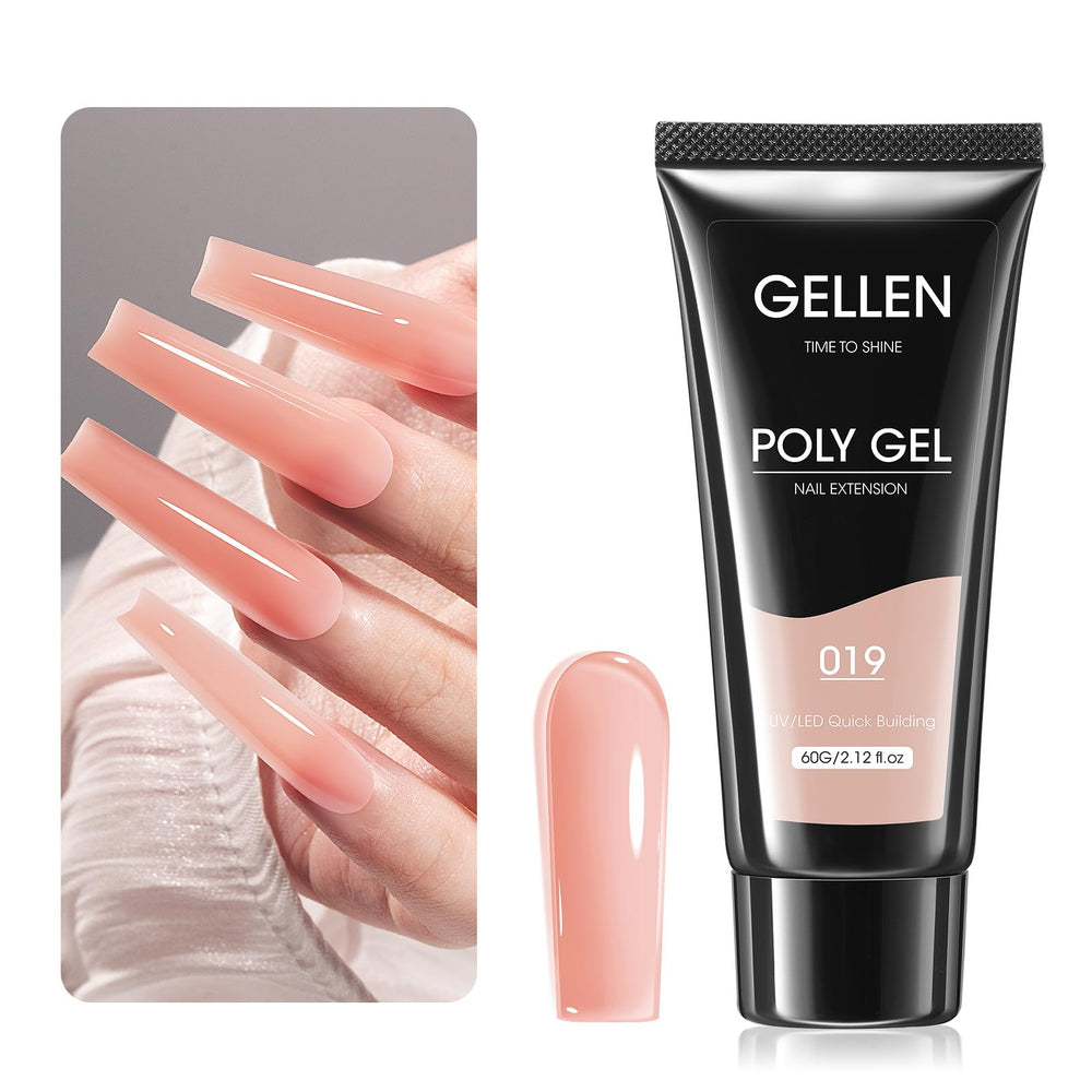 GELLEN Poly Nail Gel Peachy Nude jar for salon-quality nails at home.