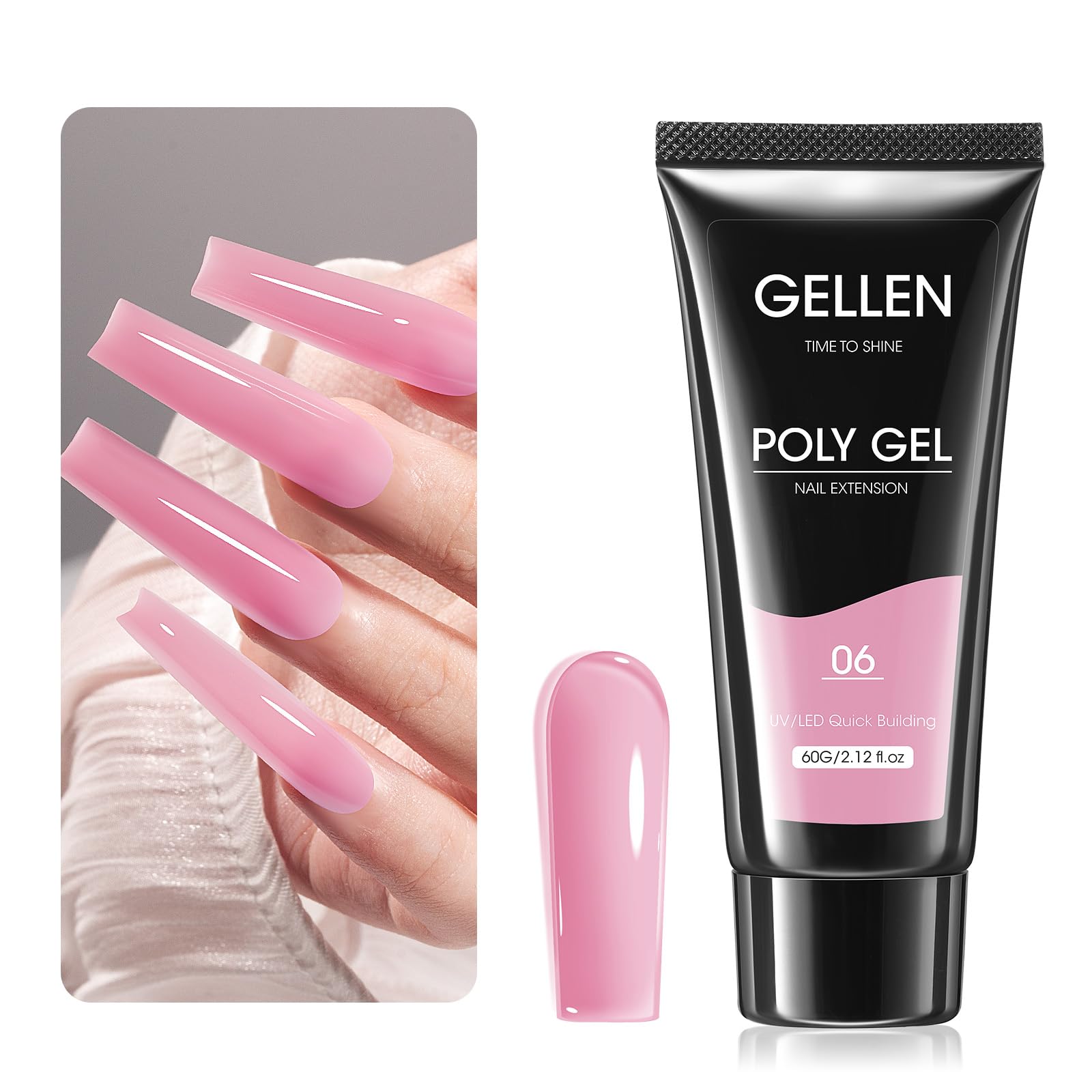 GELLEN poly nail gel builder natural pink 60g jar for durable nail extensions