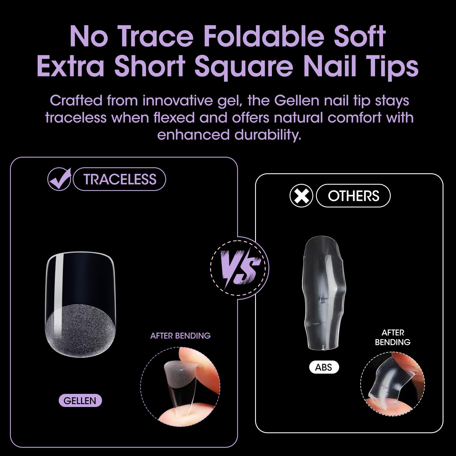 GELLEN pre-shaped nails curve-fit for quick application.