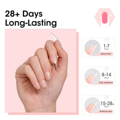 Gellen press-on tips prepped with solid glue setup for DIY nail art