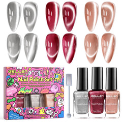 GELLEN Quick Dry Cat Eye Kit with magnet tool demonstrates instant magnetic lift for dramatic nails.