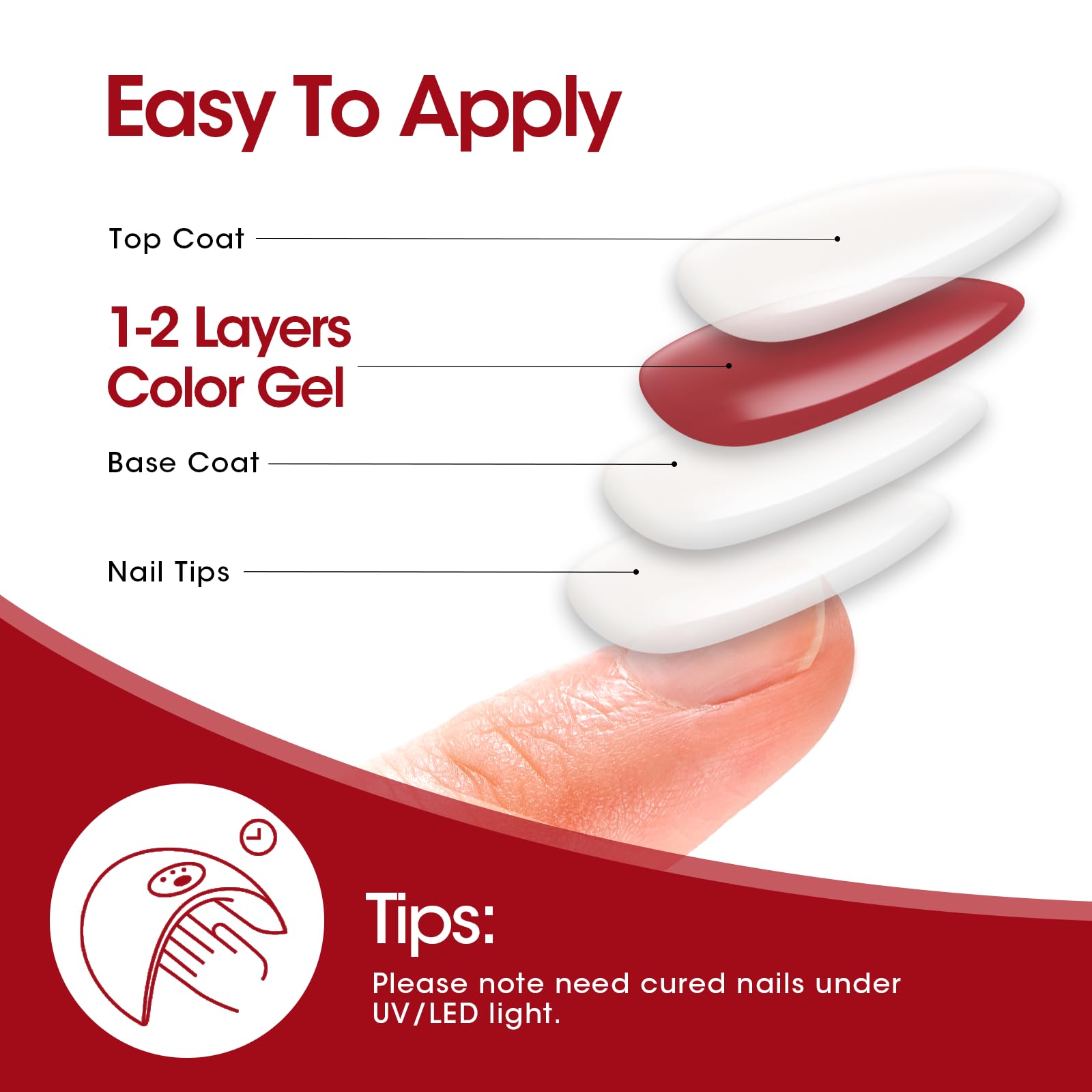 GELLEN red jelly gel nails on hands with rose pink tone for date night.