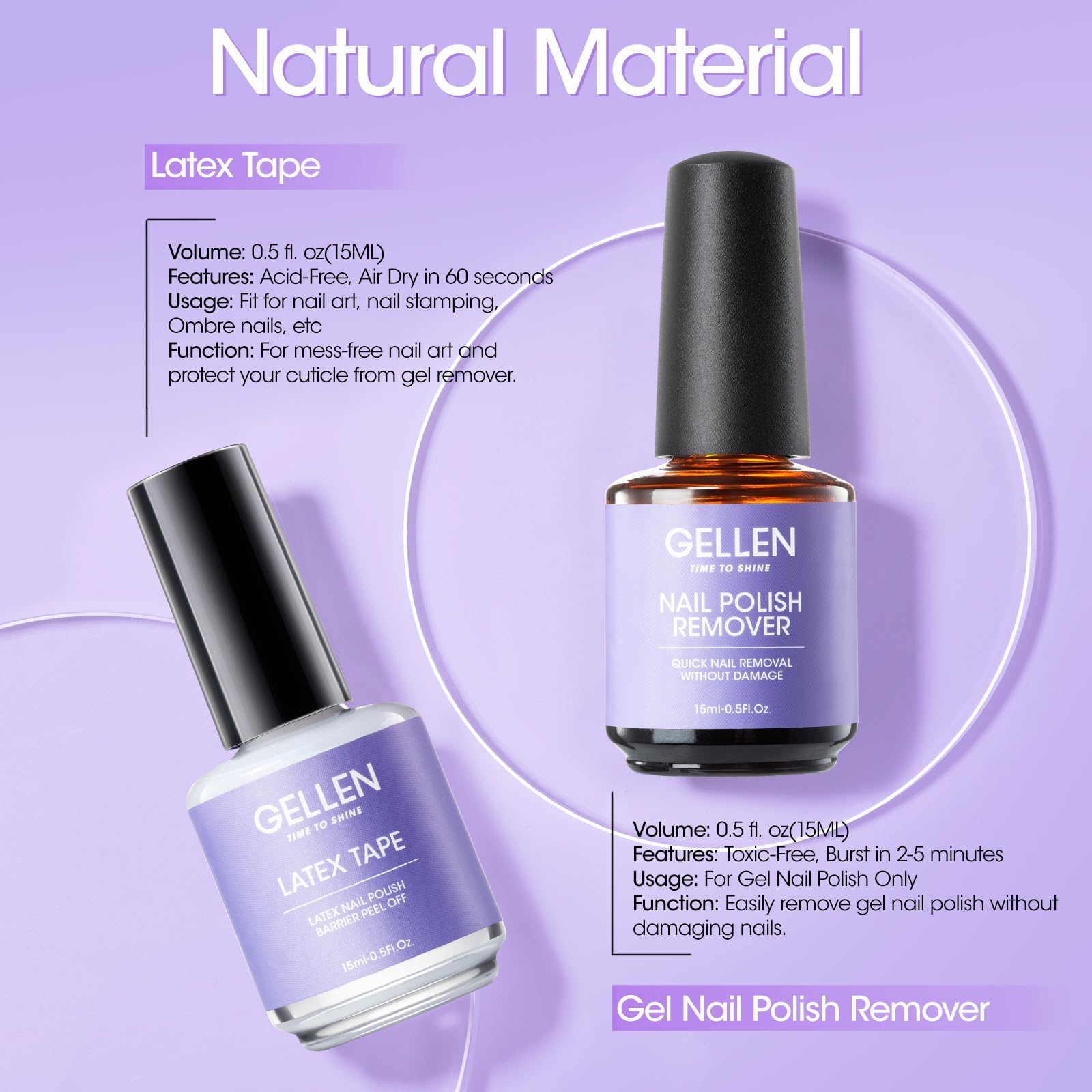 GELLEN remover usage steps showing basic filing and polish cracking