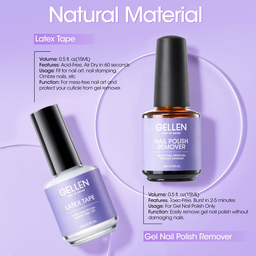 GELLEN remover usage steps showing basic filing and polish cracking