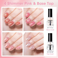 GELLEN pink shimmer swatches showing light-reflecting shine for subtle elegance.