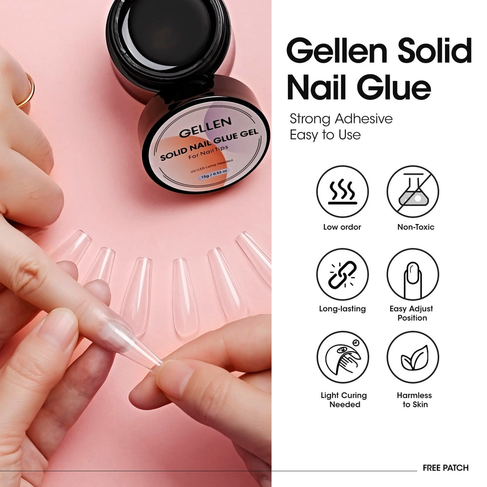 Gellen solid nail glue crystal-clear appearance highlighting natural shine