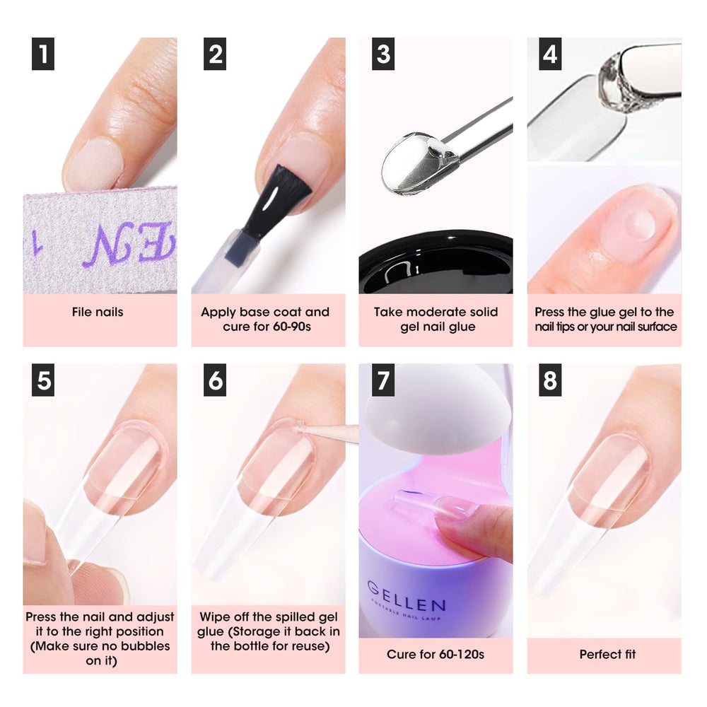 Gellen solid nail glue packaging highlights contents