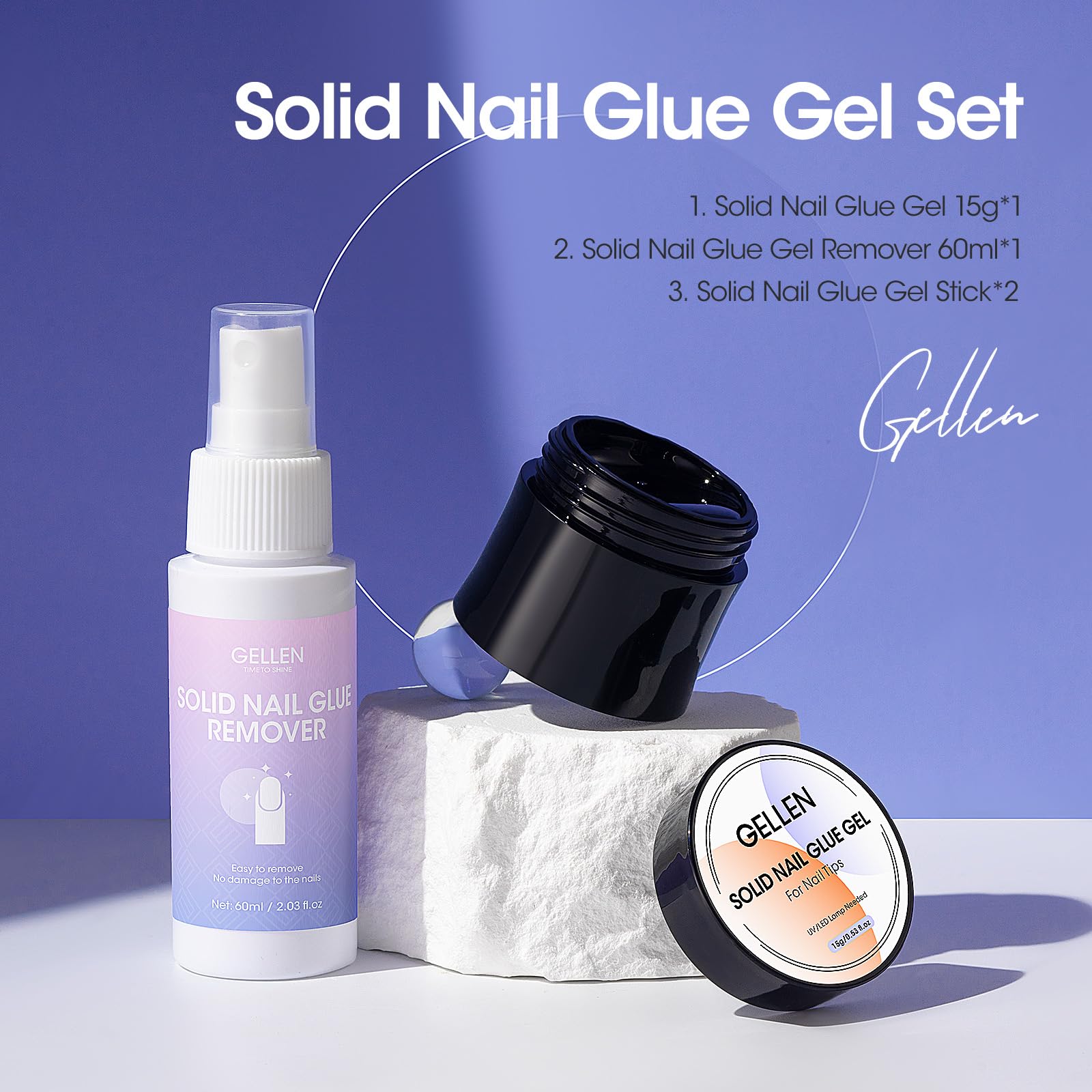 GELLEN remover bottle in action, acetone-free for safe removal