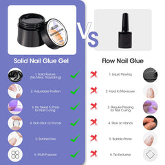 Application of glue on nails with press-on tips for secure wear