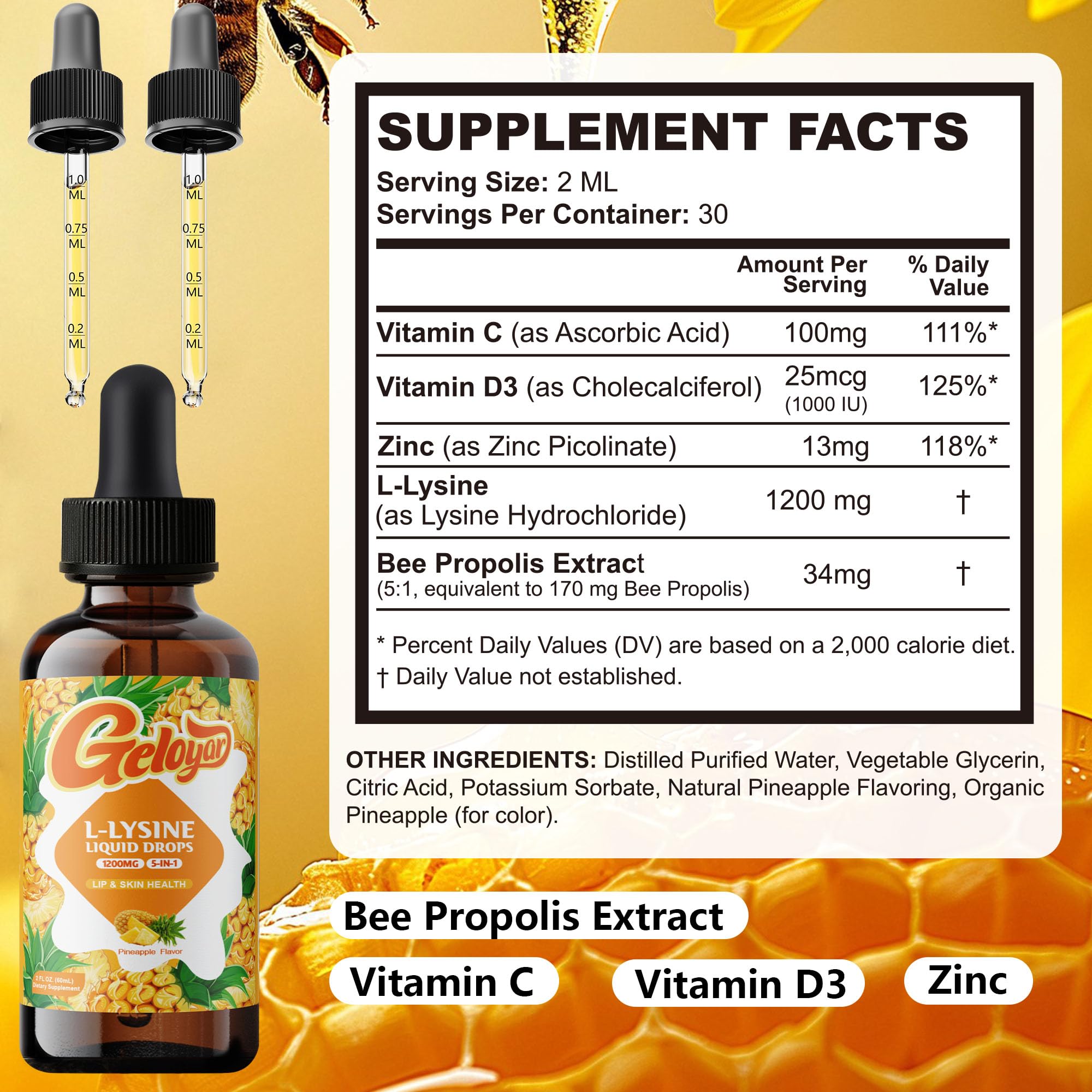 Zinc picolinate ingredient image for Geloyar Lysine drops