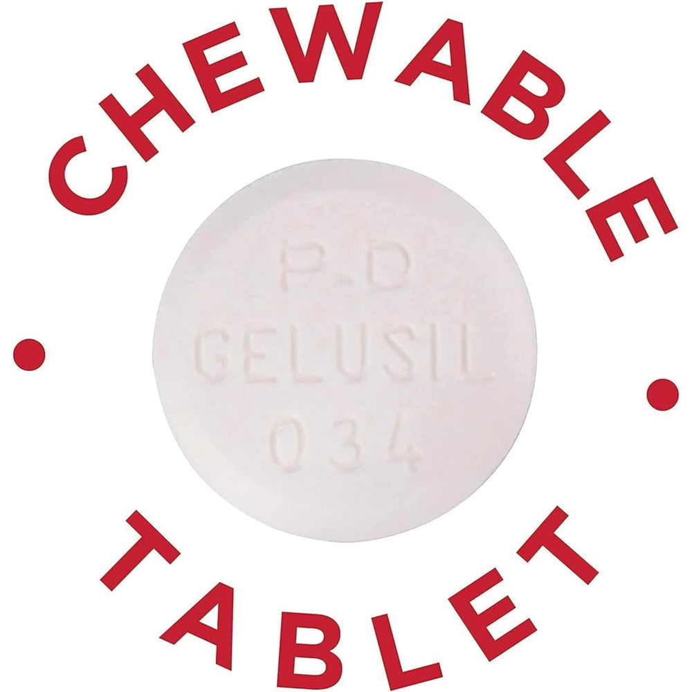 Gelusil 100-count blister pack shown for on-the-go heartburn support.