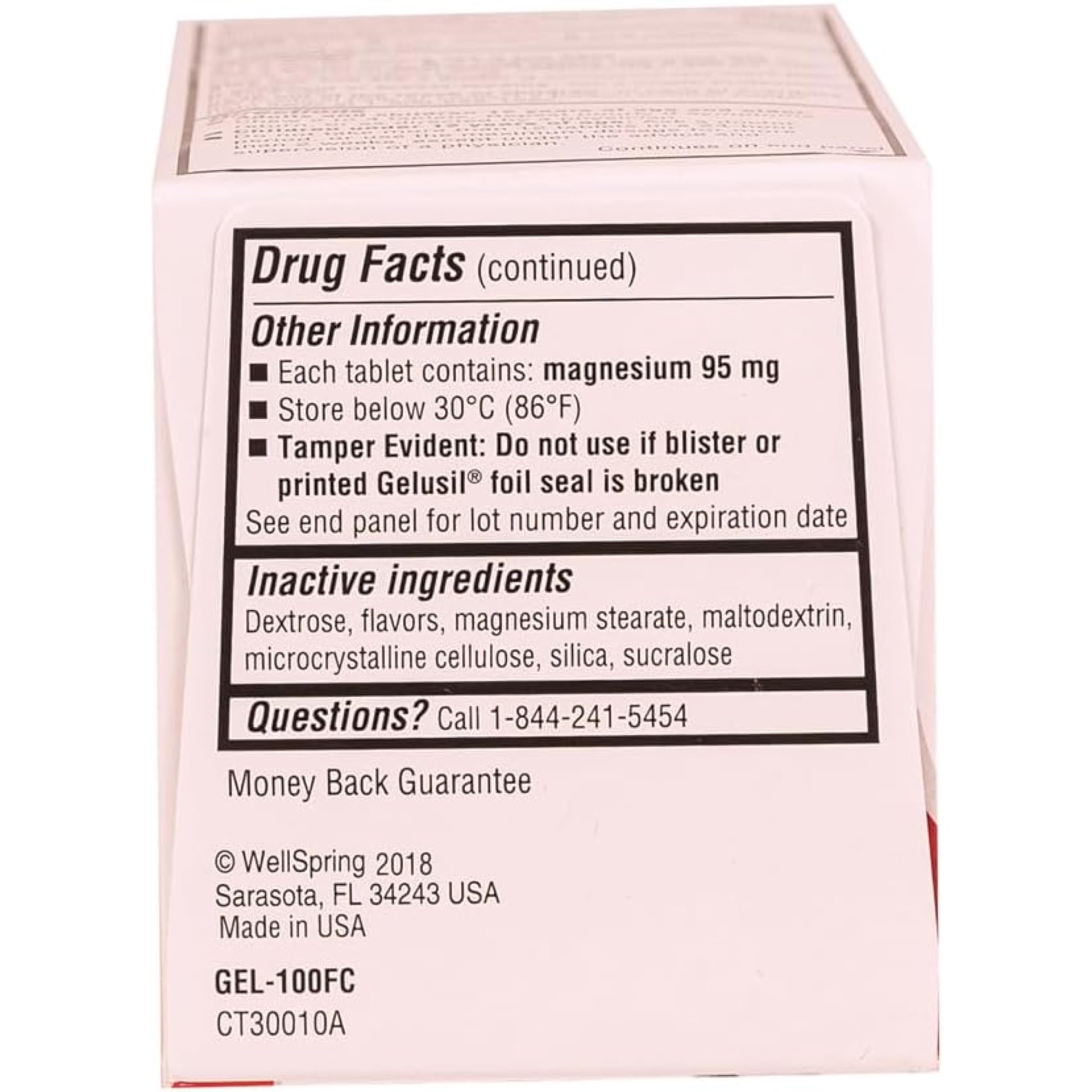 Gelusil mint tablets being dispensed from packaging for quick relief.