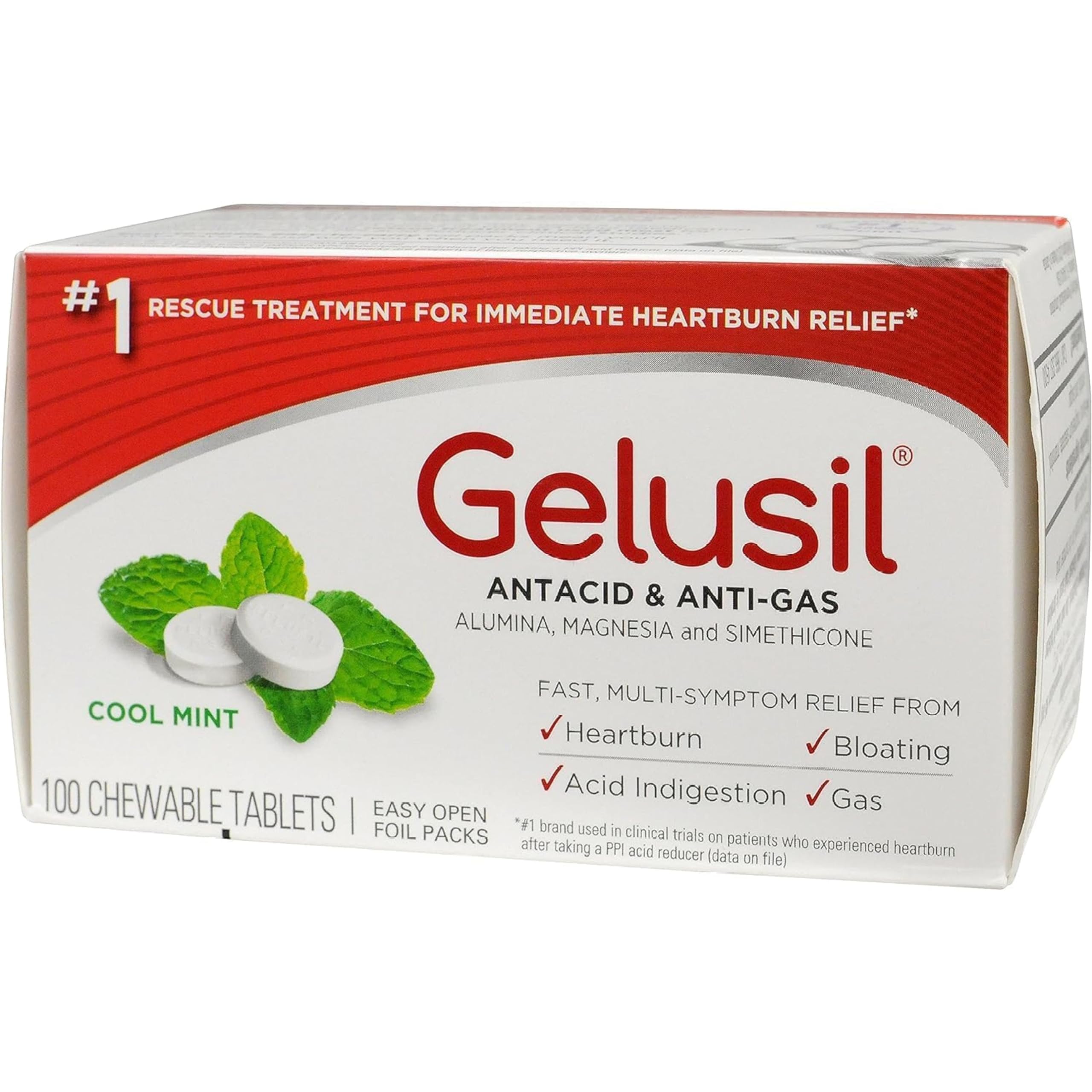 Gelusil nocturnal relief scene showing bottle by bedside.