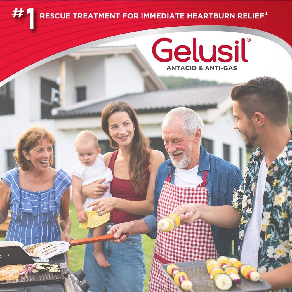 Gelusil tablets being used during daily routine for indigestion relief.