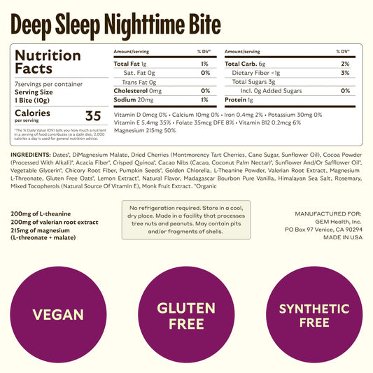 Close-up of GEM Sleep Aid Deep Sleep Bite 7-pack