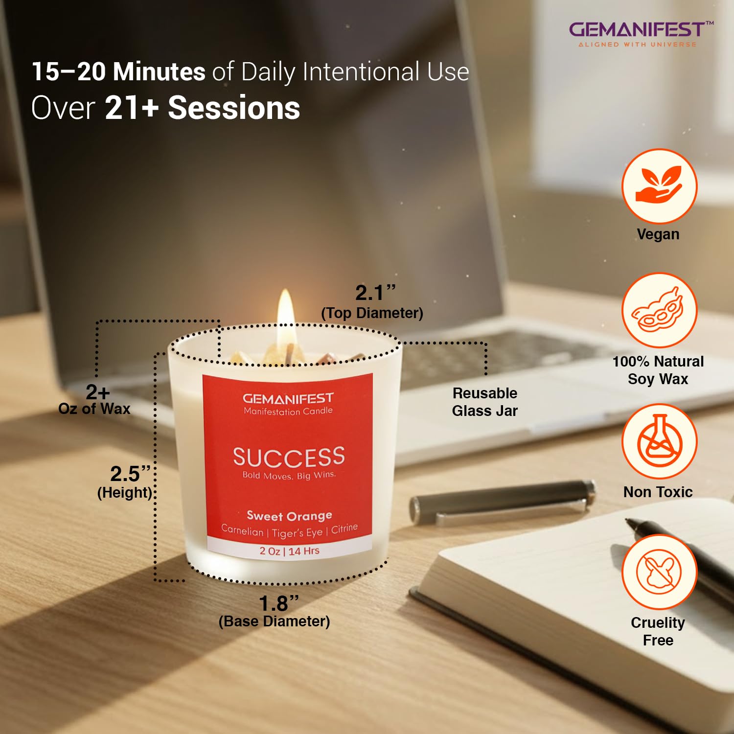Gemanifest candle gift-ready packaging ideal for motivation gifts