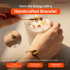 Gemanifest Tiger's Eye bracelet worn daily for focus and determination